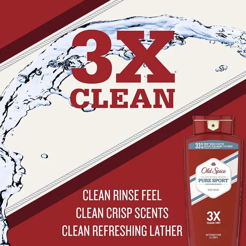 Vista 3 de Old Spice Gel de baño de alta resistencia para hombres, aroma puro deportivo, 18 onzas líquidas (18.0 fl oz)