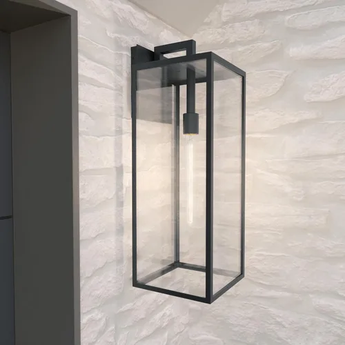 Vista 2 de Kichler Branner - Lámpara de pared para exteriores, cristal transparente, color negro texturizado