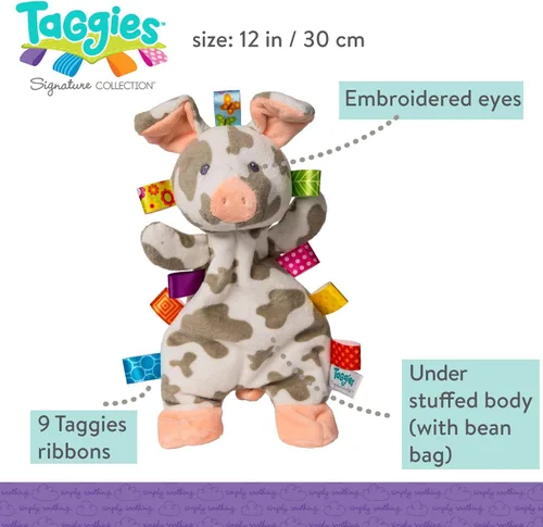 Vista 2 de Taggies - Pig Lovey - Peluche de cerdo, 12 pulgadas (paquete de 1)