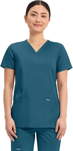 Vista 21 de Workwear Revolution Mujeres Scrubs Top V-cuello WW620 Negro
