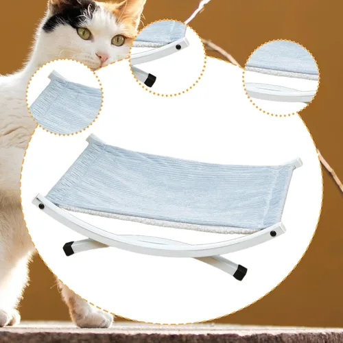 Vista 4 de Cama elevada para interiores y exteriores, hamaca elevada para mascotas, moderna y elegante cama elevada para gatos, tumbona para cachorros para uso