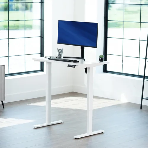 Vista 2 de VIVO DESK-KIT-1W4W - Escritorio eléctrico de pie de 43 x 24 pulgadas, ajuste de altura de memoria, serie 1B, parte superior blanca de una pieza
