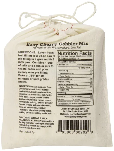 Vista 2 de Julia's Pantry Cobbler Mix, Cherry Jubilee, bolsa de regalo de 9 onzas
