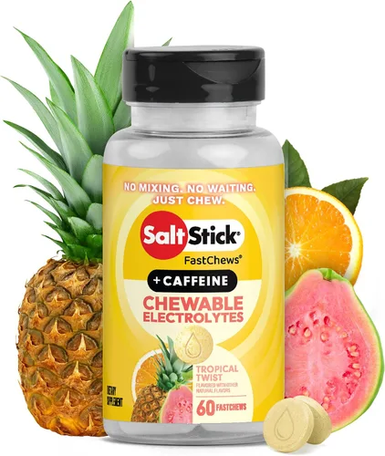 Vista 11 de SaltStick Electrolyte FastChews con cafeína – 60 tabletas masticables Citrus Burst – Tabletas de sal para correr e hidratar, masticables