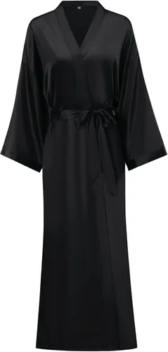 Vista 8 de Batas largas de satén suaves para mujer, batas largas de seda de longitud completa, kimonos, bata de baño sedosa, bata de baño Estampado floral