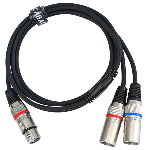 Vista 9 de Cable XLR Y-Splitter Cable, Cable de micrófono XLR doble hembra a macho, cable de conexión adaptador de 2 hembra a macho, 2 pies