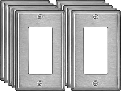 Vista 10 de BESTTEN [Paquete de 5] Placa de pared de metal decorativa con película protectora, cubierta de interruptor decorativa resistente a la corrosión