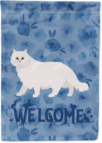 Vista 333 de Caroline's Treasures CK4813CHF - Bandera de bienvenida con gato abisinio azul, manga grande, para porche, para colgar en la pared, poliéster
