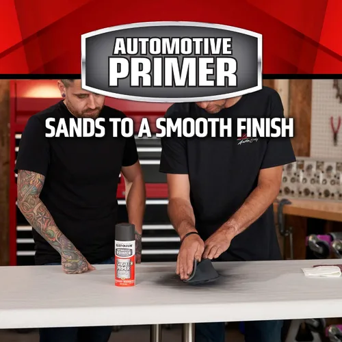 Vista 4 de Rust-Oleum 249418 Spray de imprimación lijable automotriz, 12 onzas, negro Preventivo de óxido Secado rápido Arena húmeda o seca Arena suave