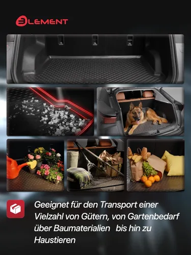 Vista 7 de Element EXP.ELEMENT5163B14 Protector de maletero de goma a medida para Volkswagen Touran II, 5 asientos, Minivan. 2015, color negro