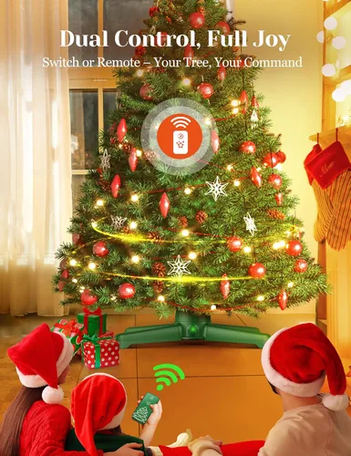Vista 2 de Soporte giratorio para árbol de Navidad de 360° con control remoto y manual Verde esmeralda