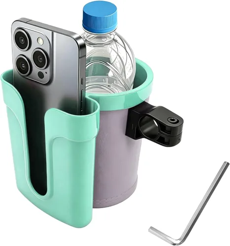 Vista 10 de Portavasos para bicicleta, soporte para botellas de agua para manillar de bicicleta con soporte para llaves de teléfono celular, jaula universal