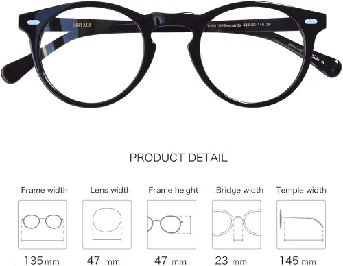 Vista 4 de EAREADA Gafas redondas vintage transparentes con borde redondo grueso y acetato para hombre