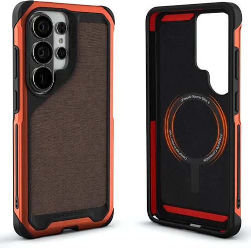 Vista 12 de Ghostek Atomic - Funda delgada para Galaxy Z Flip 4, parte trasera de aramida con parachoques de aluminio rojo, funda protectora de doble capa a