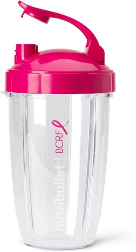 Vista 5 de nutribullet Vasos To-Go de 24 oz y tapas abatibles de colores (rosa/blanco)