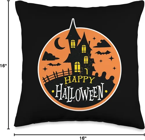 Vista 4 de Smarty Pants Designs Happy Halloween Haunted House - Almohada de 16.0 x 16.0 in, multicolor