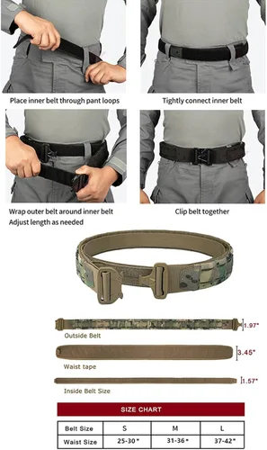 Vista 2 de YAKEDA Tactical Airsoft Battle Belt for Men, 1.75" & 1.5" Rigger Heavy Duty Belt 3pcs,ideal for hunting, hiking