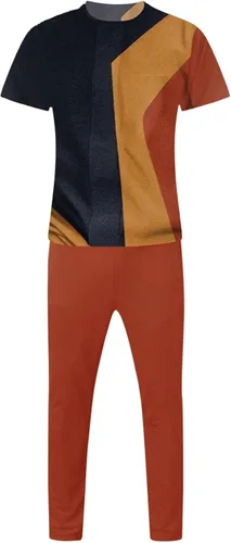 Vista 2 de Conjunto deportivo de 2 piezas para hombre, estilo casual, de manga corta, polo y pantalón, para playa, verano, elegante traje deportivo para correr