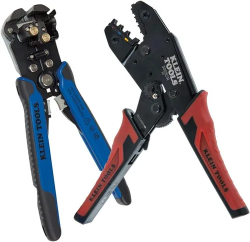 Vista 2 de Klein Tools 80013 Kit de herramientas de cableado con pelacables automático y crimpadora de terminales aislados de trinquete, cortador de cables