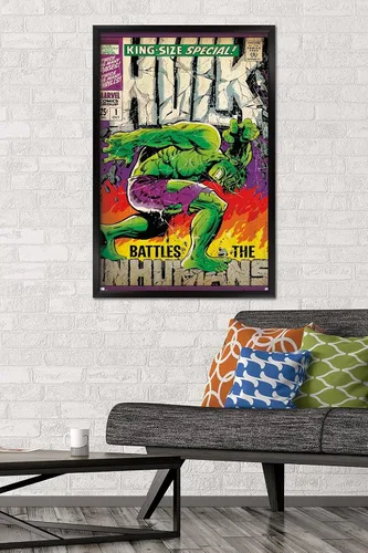 Vista 2 de Trends International Marvel Comics Hulk - Póster especial #1 para pared, 34 pulgadas de largo x 22.4 pulgadas, versión enmarcada en negro Versión