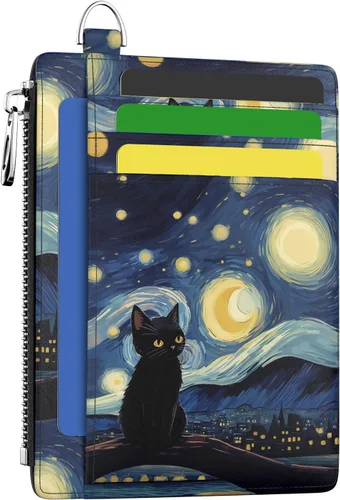Vista 21 de Hancynir Cartera delgada para mujer con soporte para tarjetas de crédito RFID, pequeña mini funda para tarjetas con bolsillo frontal de PU, cartera