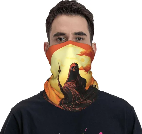 Vista 2 de grim reaper skull angel sun Death red Neck Gaiter Face Cover Balaclava Gaiter Mask for Men Women Bandana for Motorcycle Cycling Riding Skiing Party