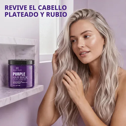 Vista 2 de Botanic Hearth Mascarilla morada para el cabello, para cabello rubio, plateado y gris, sin sulfatos ni parabenos, 8 onzas líquidas Para cabello