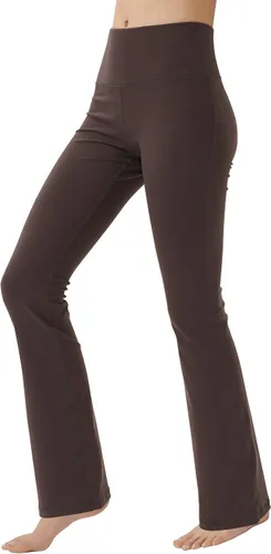 Vista 4 de Pantalones de yoga con corte de bota para mujer, pantalones de entrenamiento de cintura alta para mujer, control de abdomen, pantalones de trabajo