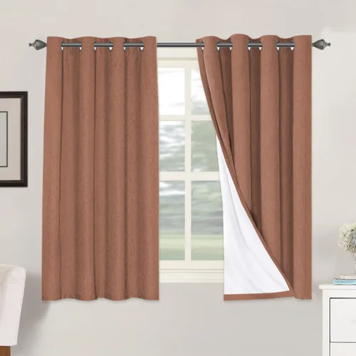 Vista 26 de H.VERSAILTEX Cortinas 100% opacas con aislamiento térmico, texturizadas, de lino, con bloqueo completo de calor y luz, para sala de estar y Negro