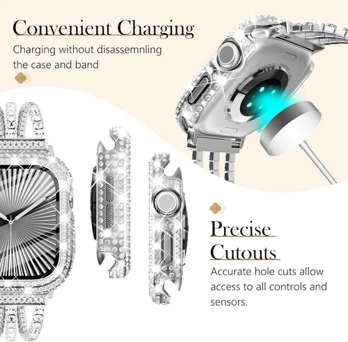 Vista 51 de Surace Bling - Carcasa con protector de pantalla para Apple Watch Series 3, 2, 1 de 1.496 pulgadas