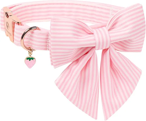 Vista 20 de DOGWONG Collar de otoño para perro con lazo, collar de moño para perro de Acción de Gracias, collar ajustable de algodón de otoño con hoja de arce