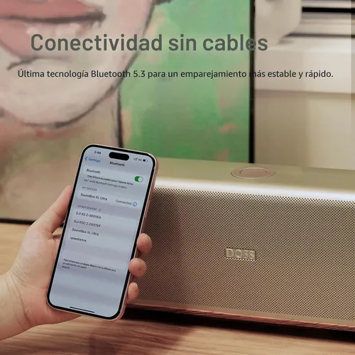 Vista 7 de DOSS Altavoz SoundBox Ultra Bluetooth, audio de 2.1 canales, graves Dorado