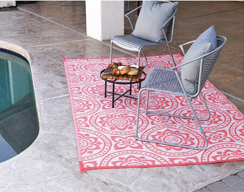 Vista 3 de Stylish Camping 255085 - Tapete reversible de 5 pies por 8 pies, tapete de paja de plástico, tapete grande para exteriores, caravana, patio, patio