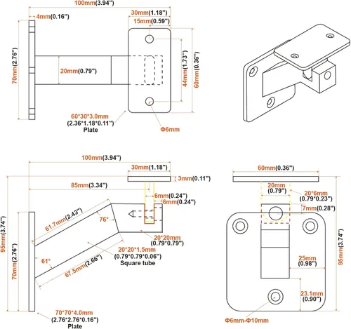 Vista 3 de RealPlus Soportes ajustables para pasamanos giratorios de acero resistente para barandilla de escalera, paquete de 3