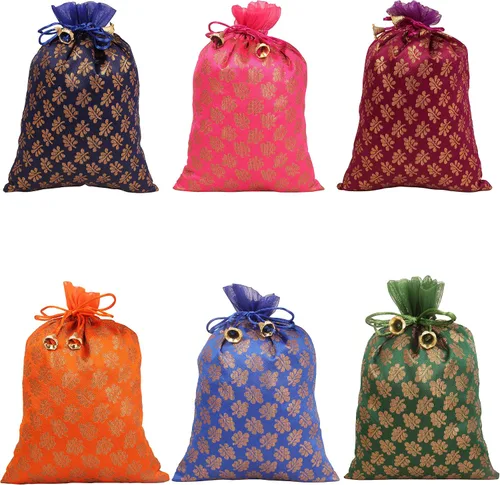 Vista 46 de Touchstone Drawstring Bags Indian Handcrafted Pouches Potli for Gifts Elefante_Multicolor (paquete de 20)