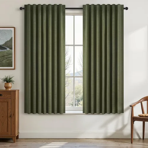 Vista 71 de Topfinel Cortinas opacas, blanco beige, 2 paneles, ventanas pequeñas, textura, mezcla de lino, bohemia, abedul, rural, gancho, bolsillo trasero