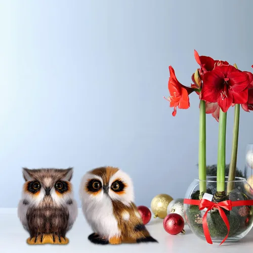 Vista 5 de Sratte Adorno navideño de búho peludo, lindo adorno de animal colgante para árbol de Navidad, fiesta de carnaval (marrón, 12 piezas)