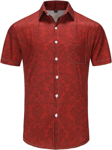 Vista 150 de KYKU - Camisa hawaiana funky para hombre, ropa tropical para vacaciones en Palm Beach