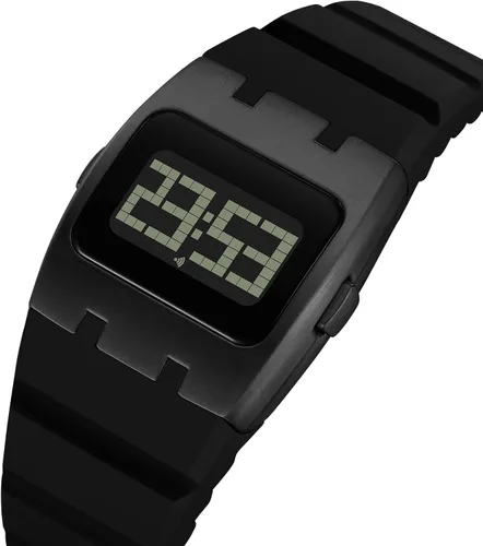 Vista 3 de Reloj digital cuadrado multifunción para hombres, reloj de pulsera único con retroiluminación EL con banda de silicona, cronómetro impermeable
