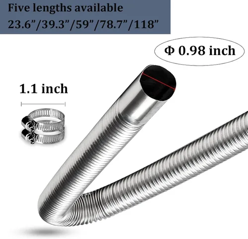 Vista 2 de KXKZREN Tubo de escape de acero inoxidable 24.5mm de diámetro interior Tubo de extensión de escape para calentador de estacionamiento de aire
