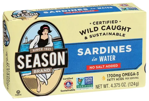 Vista 5 de Seasons Sin sal añadida en agua sardina, 4.375 oz