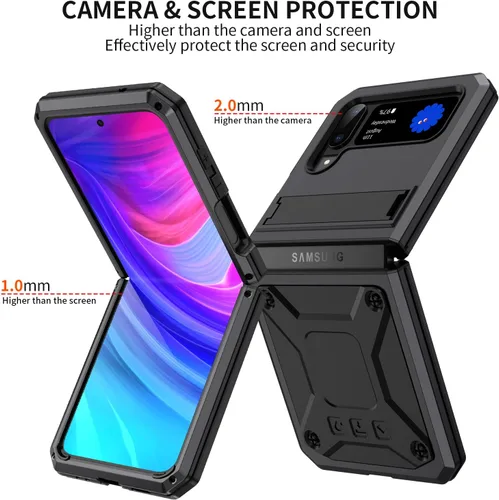 Vista 4 de Lunivop Funda de metal resistente para Samsung Galaxy Z Flip 3/Z Flip 4 Negro