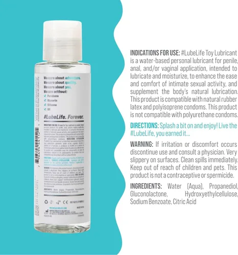 Vista 2 de LubeLife - Lubricante a base de agua, lubricante personal seguro para juguetes para hombres, mujeres y parejas, tamaño de viaje, sin manchas, fácil