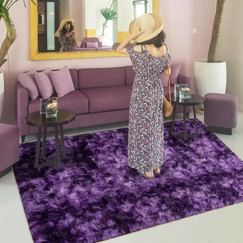 Vista 14 de Softlife Alfombra naranja para dormitorio, alfombra de felpa esponjosa para sala de estar para niñas, alfombra lanuda para niños, alfombra suave