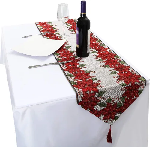 Vista 6 de rockcloud Camino de mesa decorativo de algodón de 13 x 67 pulgadas para cenas familiares o reuniones, fiestas en interiores o exteriores
