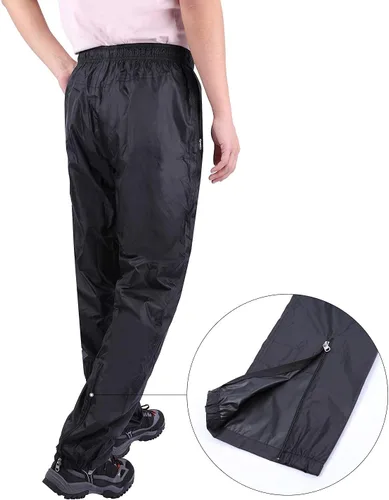 Vista 3 de REDCAMP Unisex Rain Pants Waterproof Lightweight with Side Zipper, PU5000mm Great for Hiking Outdoor, MLXLXXL Black