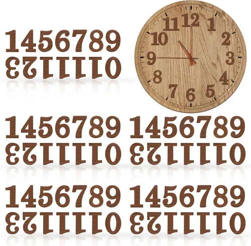 Vista 9 de Jetec Kit de números de reloj de madera de 75 piezas en 5 juegos de números de reloj árabe, accesorios autoadhesivos para decoración de bricolaje