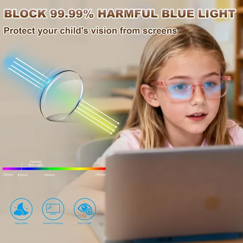 Vista 2 de AZorb 2Pack Gafas de Bloqueo de Luz Azul para Niños - TR90 Gafas de Pantalla de Computadora Irrompibles para Niños y Niñas