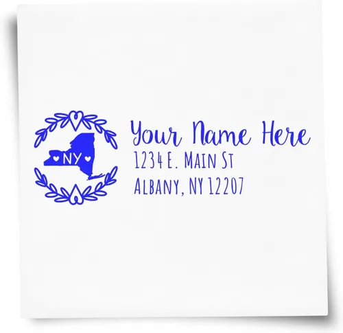 Vista 57 de State of Alabama Wreath Duo Hand Address Stamp - Personalized Rubber Stamp Montaje manual Duo