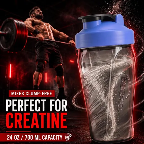Vista 6 de Vortex - Botella mezcladora de proteínas de 24 onzas / 23.7 fl oz, taza agitadora prémium sin BPA para batidos y batidos de proteínas, a prueba